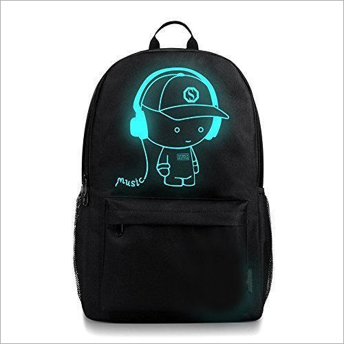 Boys School Bag - Nylon Waterproof, Adjustable Straps, Black And Sky Blue Pattern | Barrier And Security Features, Shoulder Length Handle