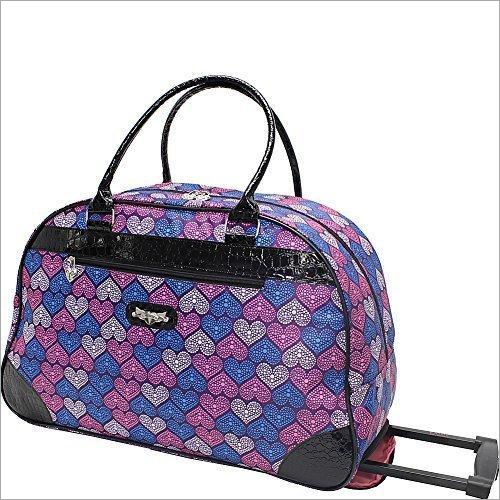 Womens Trolley Bag - PVC Material, 24L Capacity, Pattern Printed Design - Easy to Carry, Durable for Travelling