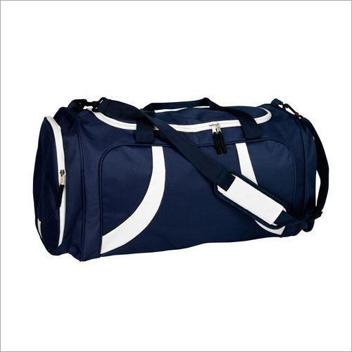 Mens Gym Bag - Nylon, 20L, Rectangular Shape, Blue-White Color | Adjustable Strap, Customized Design, Enhanced Security Features