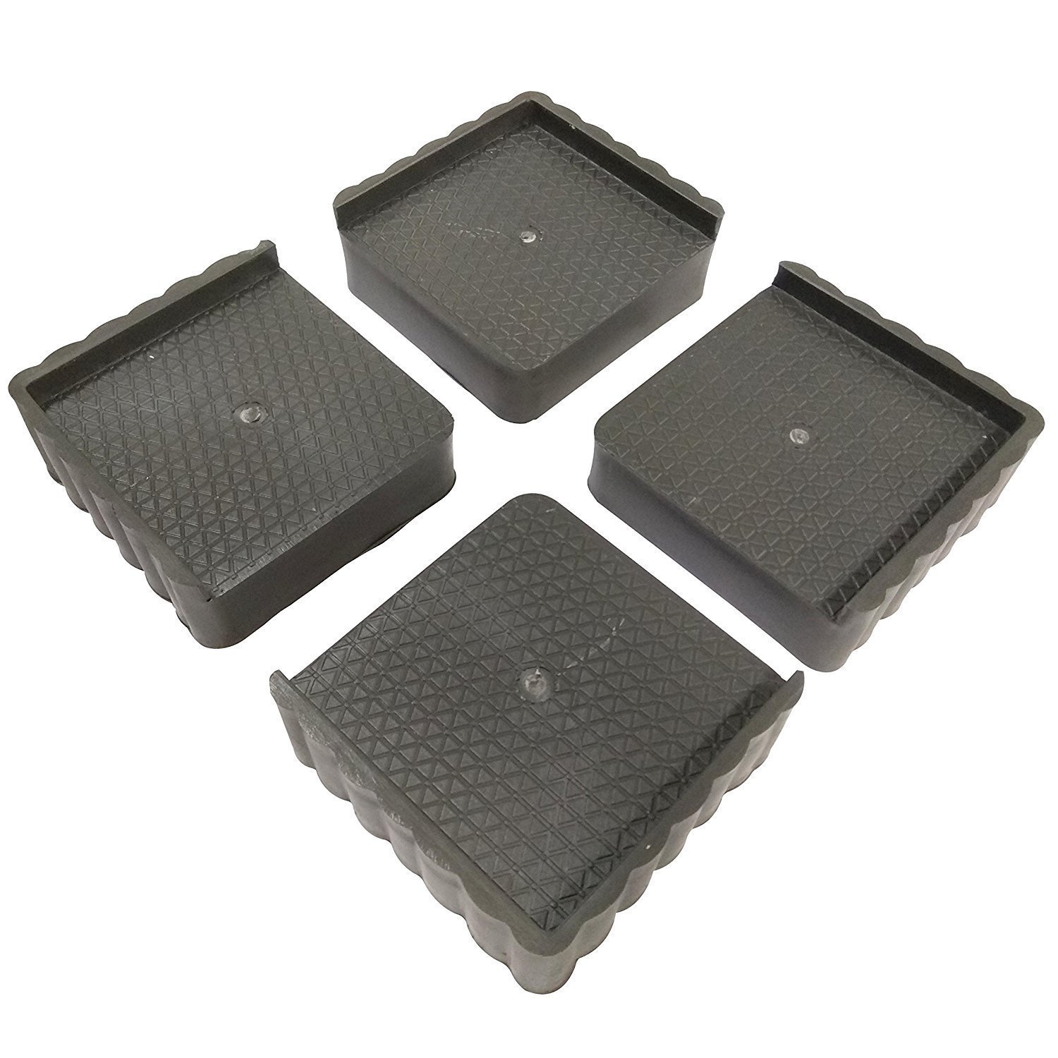 Plastic Stand For Almirah, Wardrobe, Refrigerator (Grey Black) -set Of 4-pieces