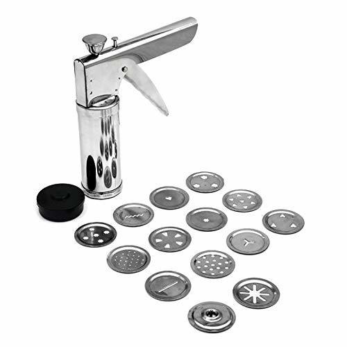 Stainless Steel Kitchen Press with 15 Different Disc Grater (Silver)