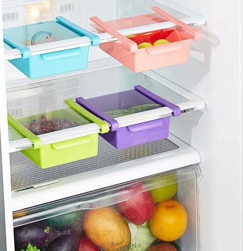4 Pcs Fridge Space Saver Organizer Slide Multipurpose Refrigerator Storage Rack