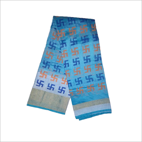 Blue Ladies Swastik Handloom Sarees