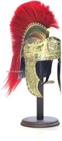 B06y3sfqmj Roman Emperors Praetorian Guard Medieval Brass Helmet With Red Plume
