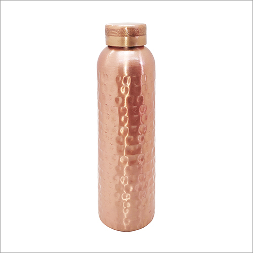1000 Ml Hammered Design Copper Bottle - 1000 Milliliter Capacity, Copper Color | Ideal for Beverage Use, Promotes Healthy Hydration