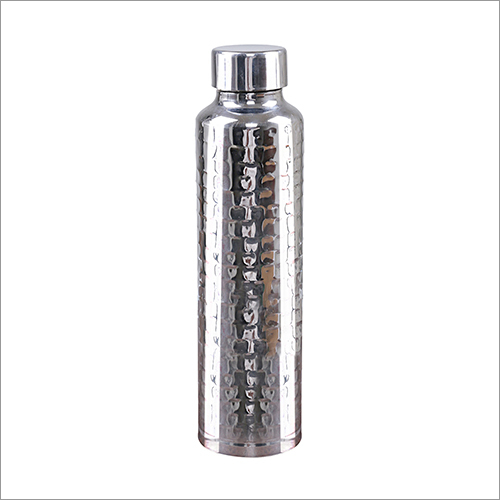 1000 Ml Hammered Design Steel Bottle - Stainless Steel, 1000 Milliliter Capacity, Round Shape, Screw Cap | Rust-Proof, Odor-Free, Wide Mouth for Easy Filling and Cleaning