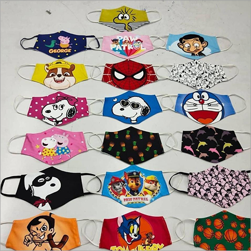 Cartoon Printed Cotton Mask - Washable Up To 30 Times, Unisex Design for Medical and Personal Use, Available in Different Colors