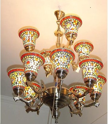 Multicolor Mosaic Glass Chandeliers
