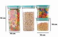 4 Pc Kit Kat Container Plastic Air Tight Unbreakable Square Storage Box/Cereal Dispenser Jar