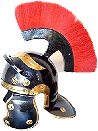 B07f3df3g1 Medieval Roman Centurion Helmet Red Crest Plume Black Finish Helmet