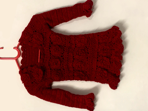 Red Woolen Hand-knitted Sweater