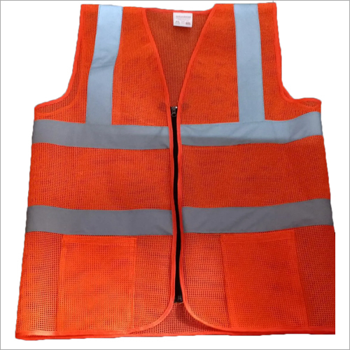 Orange Sleeveless Polyester Safety Jacket