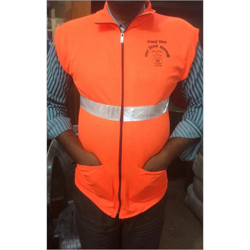 Cloth Polyester With Zip Two Pocket Safety Jacket