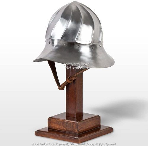 B00x4wc5i6 Functional Medieval Burgundian Fluted Helmet Fighting Combat Kettle Hat 16g Sca