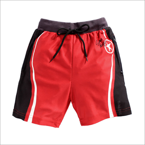 Mens Cotton Shorts - Black-Red | Plain Pattern, Comfortable Fit for Everyday Wear