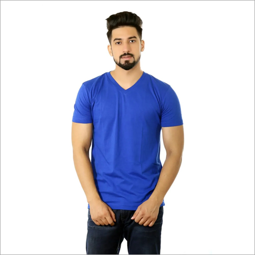 Blue Mens V Neck T-Shirt