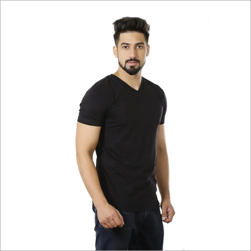 Mens V Neck Black T-Shirt Gender: Male
