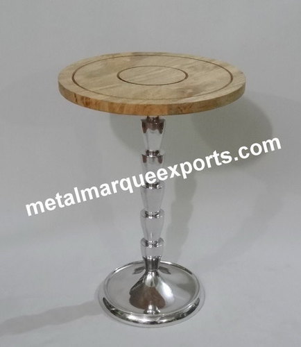Aluminum Shining Polish Table With Wooden Top