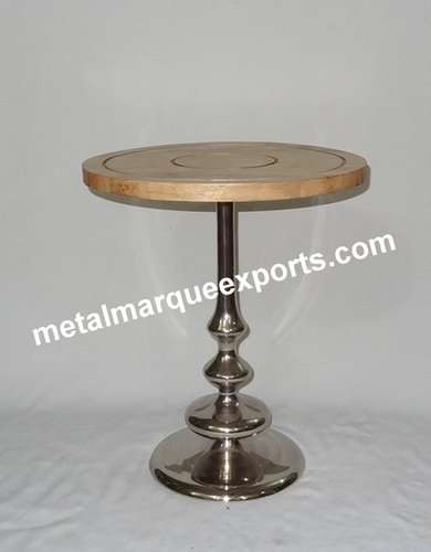 Aluminum Table With Wooden Top By METAL MARQUE