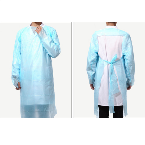 CPE Isolation Gown - Single-Layer Universal Fit, Knee-Length Blue | Lightweight Waterproof, Disposable Barrier Against Contamination