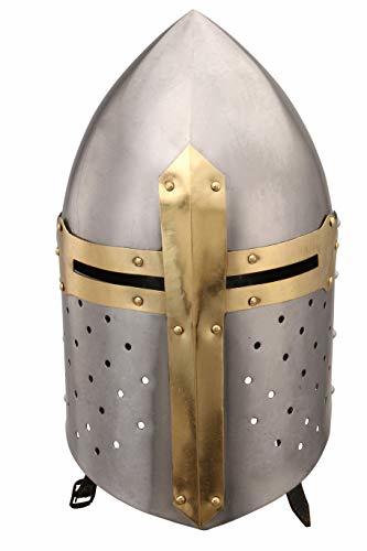 B000jij3h4 Metal Crusader Helmet Can Be Clubbed With Small Decorative Items, 13"H, Polished Silver, Polished Gold