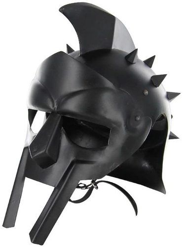 B07DWBX8WQ Maximus Roman Mens Gladiator Helmet Headgear Blackened Leather Liner Fitted | Adult Medieval Costume | LARP SCA Party Clothing | Halloween Costumes