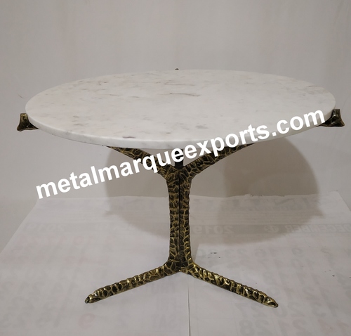 Antique Table With Marble Top By METAL MARQUE