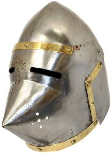 Medieval Warrior Brand 20G Steel Punk Trojan Helmet w/ Ponytail & Leather Liner 