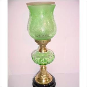 Green Cutting Glass Pedestal Lamp