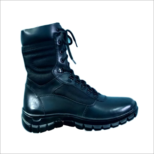 Black High Ankle Leather Boot