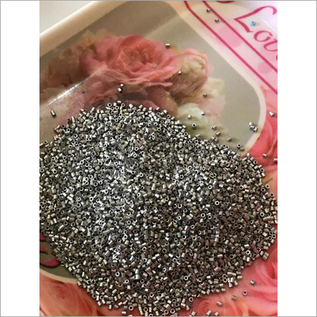 Cylindrical Silver Glass Beads