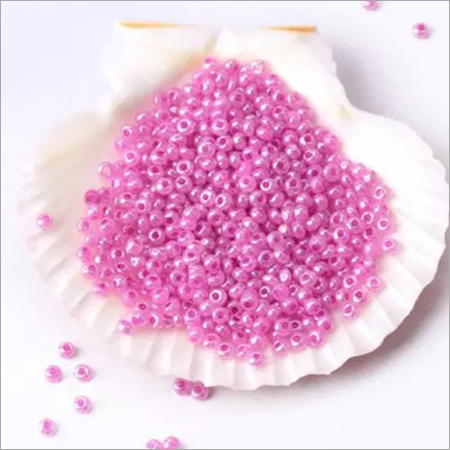 Opaque Pink Luster Round Glass Seed Beads