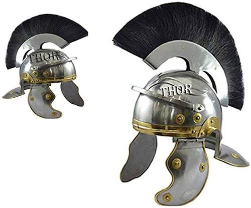 B0855YLN9L Roman Centurion Helmet Armor W/Black Plume Medieval Replica