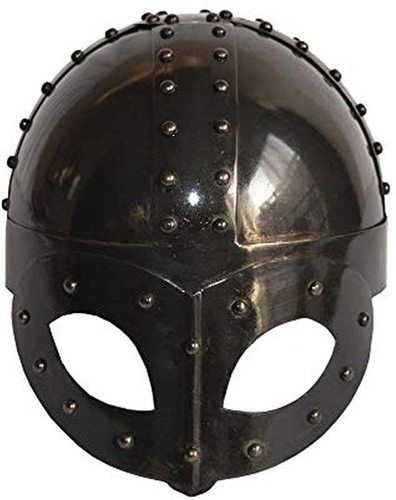 B071d1tkl4black Antique Plated Medieval Viking Mask Helmet With Liner & Strap