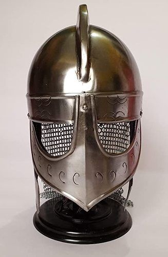 B0827WVTT5 Handcrafted Viking Wolf Armor Helmet Silver Finish | Medieval Metal Knight Helmets | Wearable for Adult | Medieval Costumes Chainmail