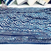 100% Cotton Indigo Kantha Bedspread Bed Cover