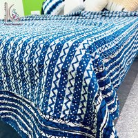 Zig-zag Pattern Kantha Bedspread Eco-friendly Bed Cover
