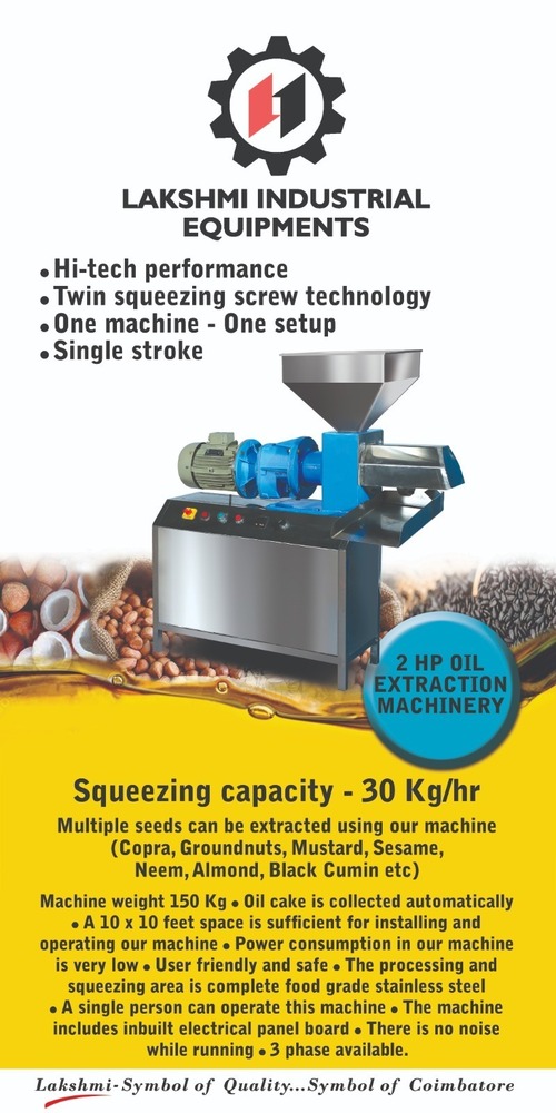 Peanut Oil Extraction Machine - Stainless Steel | 30 Kg/hr Capacity, Semi-Automatic Operation, 1-Year Warranty, User-Friendly Design