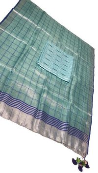 Tissue linen dupatta with ikkat top (2. 5 mtrs) no bottom .