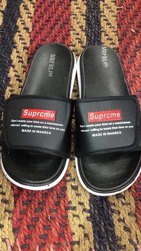 Mens Supreme Black Sports Slippers
