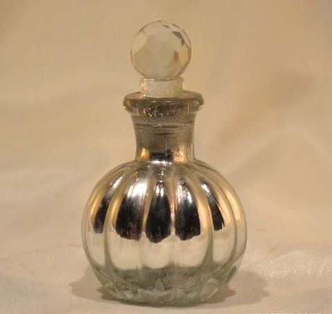 Antique Silver Polished Glass Perfume Bottle Antique Silver Polished Glass Perfume Bottle Small