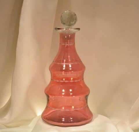 Red Color Ring Shape Glass Perfume Bottle