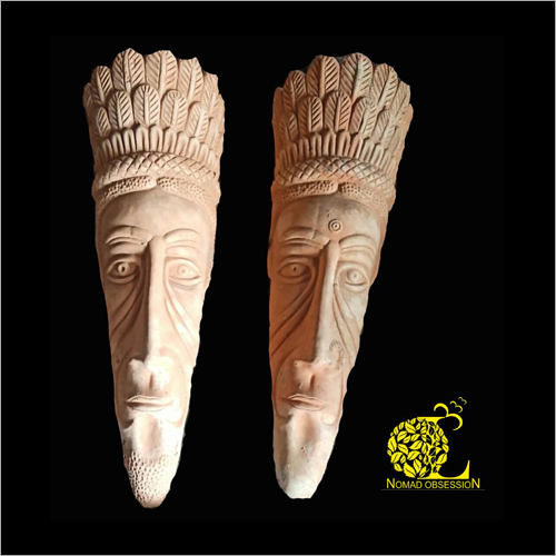 Terracotta Tribal Face Sculpture