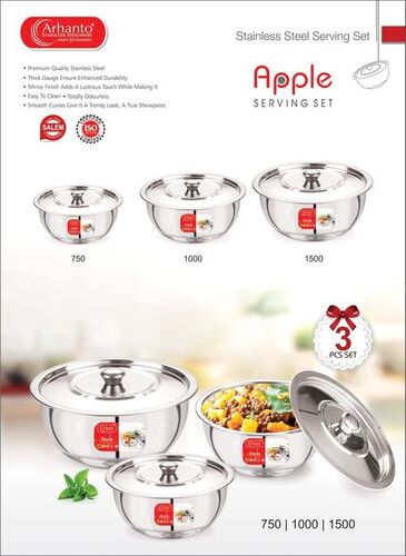 Silver Stainless Steel Apple 3Pcs Set