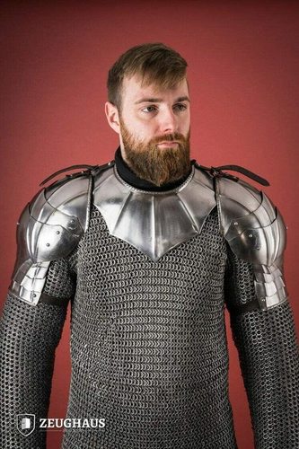 Steel B07R94Gdwb Medieval Shoulder With Neck Gothic Pauldrons Polished Reenactment (Steel)
