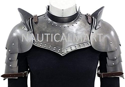 Nautical B07Rxzsks2 Steel Armor Pauldrons & Gorget Medieval Shoulder (Steel)
