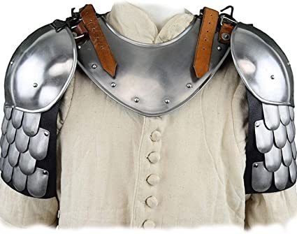 Steel B07R669Nf9 Medieval Spaulders With Scale Armor Silver