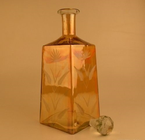 Glass Perfume Bottle And Decanter, Antique Art Decor Cut Glass Decanter With Stopper Bottle