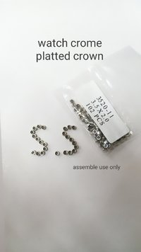 Waterproof Watch Crown - Chrome Plated Assembly, Metal Construction, Various Sizes Available, Polished Surface