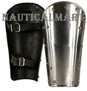 Metal Nauticalmart Larp Shin Guards Leg Protection Armor - Silver